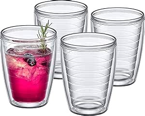 Amazing Abby Alaska 16-Ounce Insulated Tumblers (Set of 4), Double-Wall All-Clear Reusable BPA-Free Shatter-Proof Dishwasher-Safe Plastic Drinking Glasses