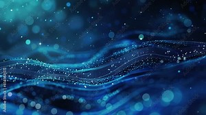 Digital technology background. Futuristic technology wave background. Blue background with glowing particles. Abstract network pattern. Techno frame background. 4K Videos