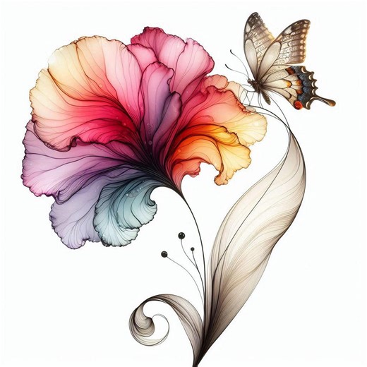 18 Colorful Alcohol Ink Flowers and Butterflies Clipart Set, Rainbow Floral Wall Art, Digital Download, Modern Abstract Flower Set - Etsy