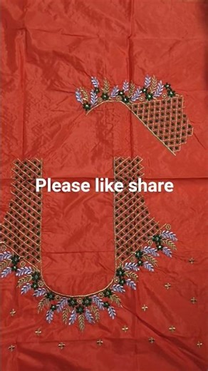 orange &green combination for order 9059510203#computer work blouse design s