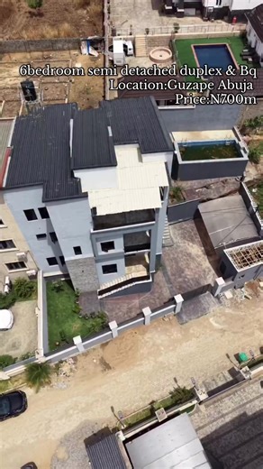 🏡 FOR SALE | 6 BEDROOM SEMI-DETACHED DUPLEX BQ 📍 Citiscape Estate, Guzape, Abuja 💰 Price: ₦700M 📄 Broker Fee: 5% ⸻ 🔑 FEATURES \t•\t6 en-suite bedrooms \t•\t1 Room BQ \t•\t3 living rooms \t•\tAnte room guest toilet \t•\tDining area \t•\tSpacious kitchen store \t•\tLarge balconies \t•\tSwimming pool \t•\tGreen area \t•\tAmple parking \t•\tGated with security house ⸻ 📲 DM / Call for Inspection #abujarealestate #guzapehomes #luxuryhomesnigeria #abujaproperty #nigeriarealestate