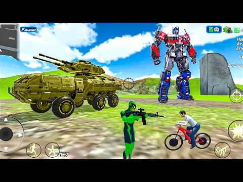 Rope Frog Ninja Hero Vegas Crime Simulator Robot and Army Tank - Android Gameplay #2