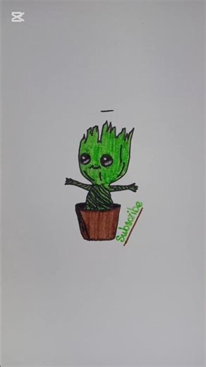 “Cute Baby Groot Drawing | Easy Step by Step Tutorial#viral #art #trending #ytshorts