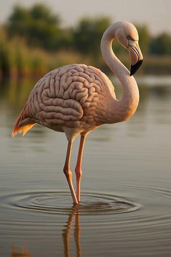 The Smartest Bird Alive? Meet the Brainy Flamingo!" 🧠🦩 #BrainyFlamingo #SmartBird #AIArt