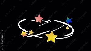 Cartoon dizzy effects_colorful stars moving around the head_knockout vfx_can be looped with an alpha channel