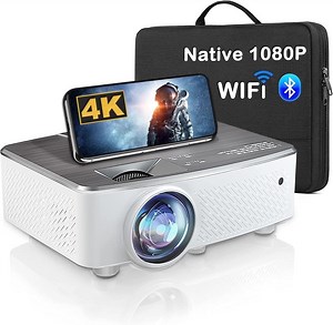 WiFi Bluetooth Projector 4K 1080P Support, 9500LM Full HD Movie Portable Projector, Compatible with iOS/ Android/ Xbox/ PS5/ TV Stick/ HDMI( Carrying Case Included)
