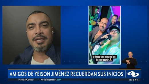 En diálogo con Noticias Caracol en vivo, Jhon Álex Castaño, amigo y colega de Yeison Jiménez, nos contó cómo empezó su carrera y nos dio detalles del primer éxito que grabaron en el comedor de su casa. Siga la señal de Noticias Caracol En Vivo en noticiascaracol.com | Noticias Caracol