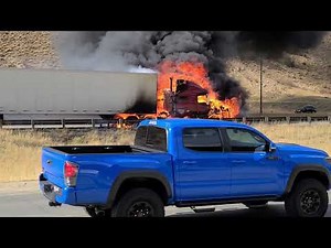 Brakes catch fire and burn 18 wheeler down