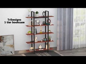 Tribesigns 5-Tier Bookshelf, Vintage Industrial Style Bookcase 0909