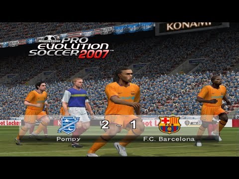 PES 2007 Gameplay | Pompy VS Barcelona | PCSX2 HD 60 FPS