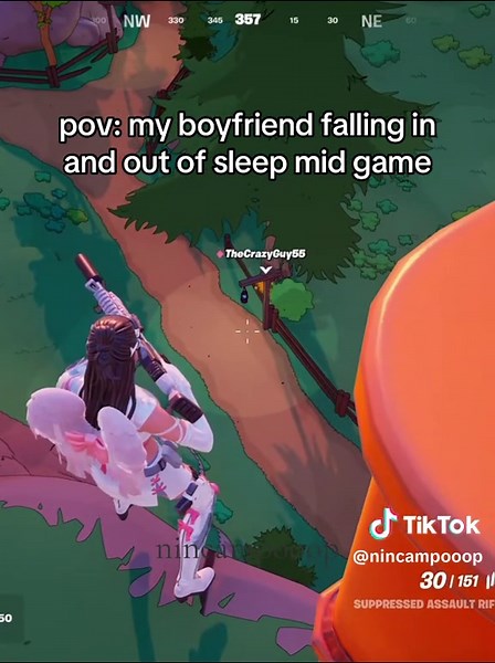 he works so hard so i don’t get to play with him a lot, but when we do he stays online with me for a long time, even to a point he starts drifting off to sleep while he’s running/walking around the map. i took this clips because it made me laugh, and you can see the moments he wakes up and drifts right back off again 😂 ily 🫶🏻🙂‍↕️ #fyp #fortnite #fortnitebr #relateable #boyfriend