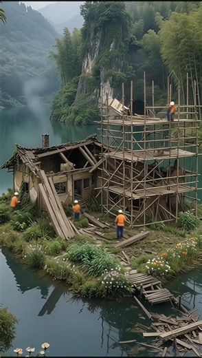 A house is being built in the middle of the sea 😱🍷//Ai home renovation shorts #shorts