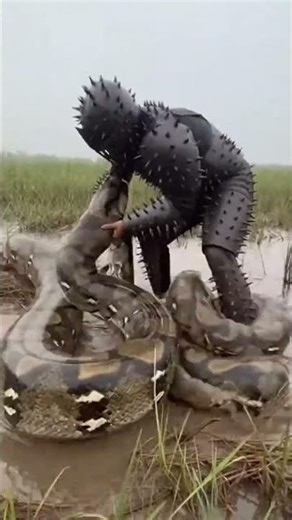 Giant Python vs Spiked Armor Warrior | AI Short #viral #usa