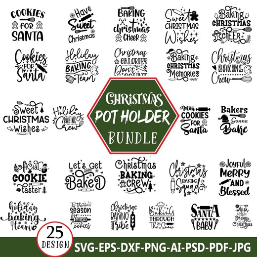 Christmas Pot Holder SVG Bundle, Kitchen Quotes (digital Download) - Etsy