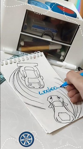 woohoo💨Drift Car Drawing 🏎️🔥 Easy Sports Car Sketch | Car Drawing Tutorial #Shorts #cardrawing