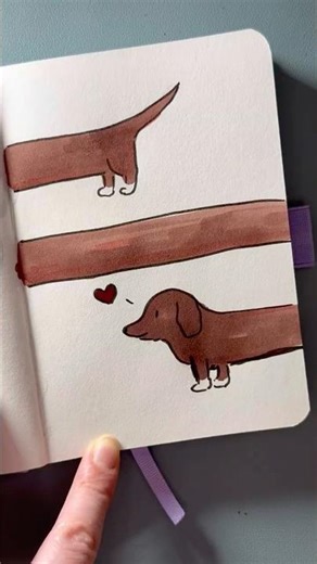 Draw This Cute Dachshund 🐶❤️ | Easy Funny Dog Drawing