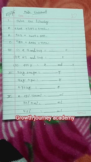math worksheet for class 3
