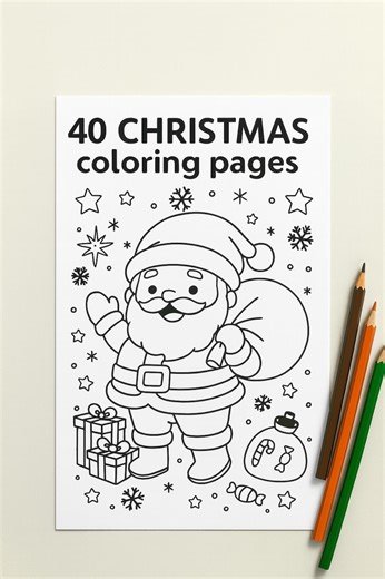 40 Christmas Coloring Pages for Kids | Santa, Reindeer (printable) - Etsy UK