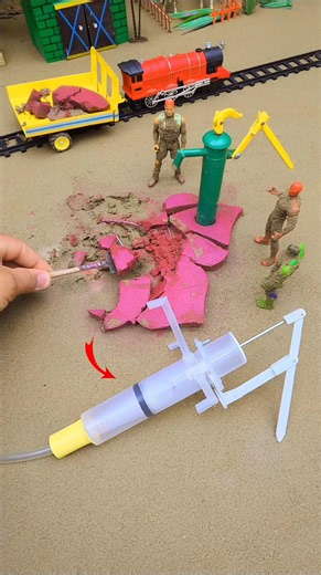 mini water handpump scienceproject with purple concrete & mixer diytractor cow farm #596 #shorts #yt