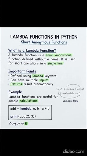 what is lambda in Python #python #pythonanddjangofullstackwebdeveloper #education #java