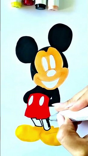 How to Draw and Color Mickey Mouse 🐭❤️ | Easy Cartoon Drawing Tutorial for Kids
