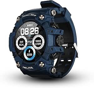 ALPHAGEAR Delta Smartwatch for Men, Military Smart Watch, Sports Fitness Tracker Watch with 1.45" HD Screen, 14 Days Battery, for iPhone Android Phone (2xScreen Protector Included) (Blue)