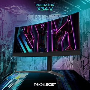 See gaming worlds as the devs intended on the Predator X34 V OLED UWQHD panel, featuring DisplayHDR™ True Black 400 for immense color accuracy. Learn more here: https://acer.link/3Lw9n8G | Predator Gaming