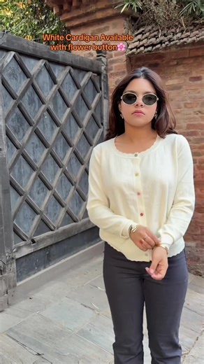 Limited Edition White Cardigan with Flower Button