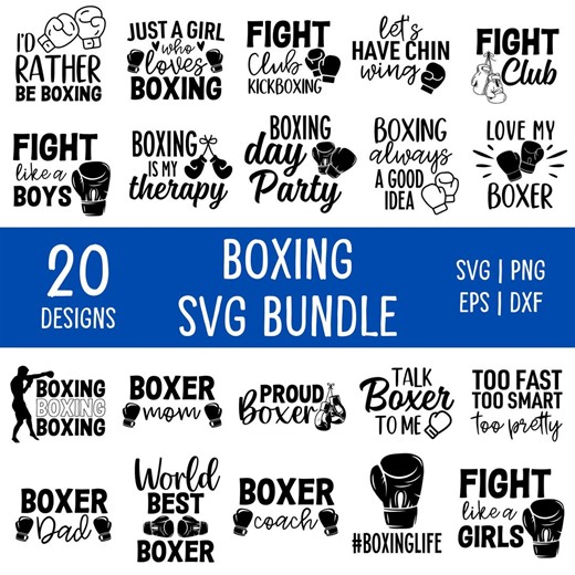Boxing SVG Bundle: 20 Boxer Designs (digital Download) - Etsy