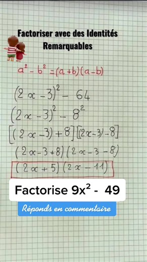 Factoriser avec les identités remarquables en mathématiques