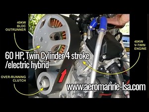 60 HP, V Twin, four stroke, hybrid electric, aircraft engine, from Aeromarine LSA.