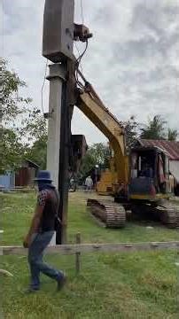 concrete piles drive by excavator #excavatormountedhammer