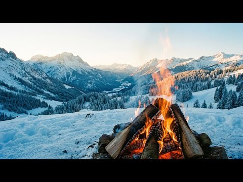 ( NO MUSIC) 10 Hours Campfire - Relaxing Fireplace & Nature Sounds During Winter