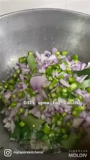 Idli upma vdky style. There are a few variations to this. This is how we make it at vdky. Crumble left over idlis. Heat Kadai. Add oil. I use ground nut oil. Add mustard seeds, urad dal, channa dal, lots and lots of green chillies, curry leaves and hing. Add chopped onions and finely chopped ginger. Add turmeric powder. Add salt. Saute. Add crumbled idlis. Mix well and cook for a few minutes. Garnish with chopped coriander. Optional addition - @mylaporekitchens idli podi along with this, for add