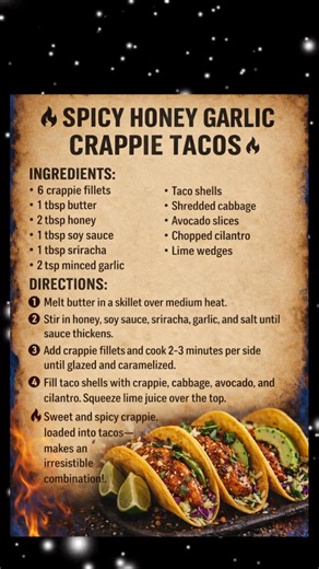 Spicy Honey Garlic Crappie Tacos!! Full Recipe #food #recipe | Evan Newton