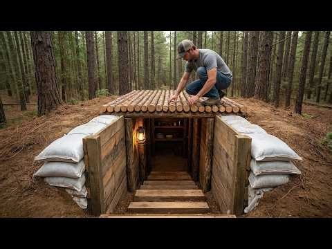 Building a Secret Survival Bunker in the Forest 🌲 Preparing for the Apocalypse