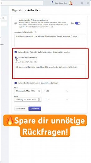 🔥 Teams & Outlook: Abwesenheitsnotiz einstellen! #teams