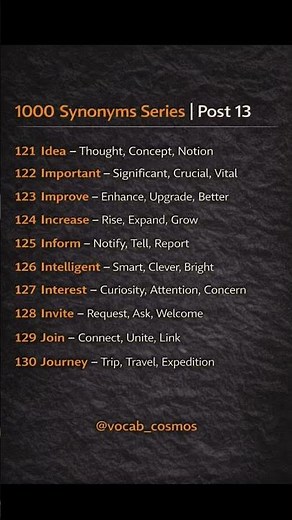 📚 Synonyms Series – Post 13 Level up your vocabulary with powerful synonyms to sound smarter#english