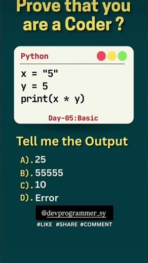 day-05 : basic python test your coding skills #70dayschallenge #pythonprogramming