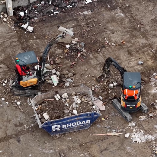 Hyundai HX17Az Mini Excavators Load Rubble Load into a Skip