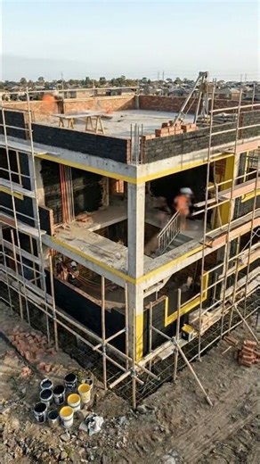 3 Story Modern House Construction Step by Step | Black & Yellow Luxury Home Build