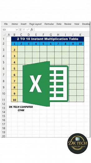 Multiplication table Formula in excel💯🚀 #short #Microsoft #explorepage #exceltips | DK TECH Computer GYAN