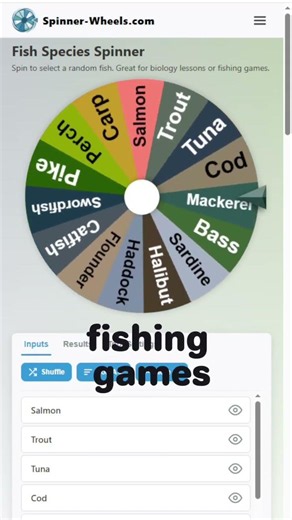 Fish Species Spinner Wheel