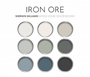 Iron Ore Sherwin Williams Paint Palette, Modern Neutral Interior Paint Colors for Home, Iron Ore Compliments, Alabaster - Etsy