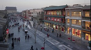 Reconstructed traditional pedestrian street built for tourists at Qianmen in Beijing, China