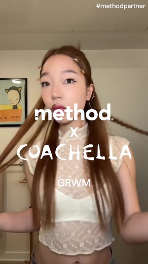 the countdown to @coachella is on! get ready with ur digital big sis, @jasmine le and method’s volumizing pure peace shampoo and conditioner. 🚿 🌸 #grwm #hairtutorial #coachella2024 #methodproducts