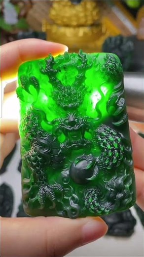 Natural green jadeite dragon pendant with certificate, masterpiece high-end product #jadę