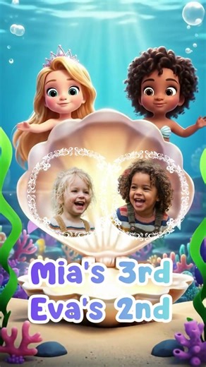 Mermaid Joint Birthday Video Invitation | Sibling Party & Twin Sisters (Magical Shell Photo Reveal)