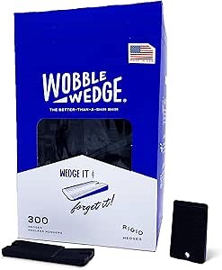 Wobble Wedges Rigid Plastic Shims, 300 Pack - Made in USA - Multi-Purpose Shim Wedges for Home Improvement & Work - Plastic Wedge for Table, Toilet, Furniture Levelers, & Leveling Feet - Black