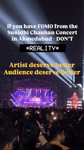 Kirtika Chetia on Instagram: "Sunidhi Chauhan = 🔥 absolute magic. Energy. Grace. Vocals. Presence. 10/10. 🎤✨ But the concert management? A complete miss. We were in Gota and the stage was in Gandhinagar — that’s how far it felt. No elevation. No visibility. Every video = hands up at max height. Overcrowded. Oversold. In January Ahmedabad chill, people were sweating— that says enough. Charging ₹3000 per ticket and: • No proper crowd control • Tiny approach road = traffic chaos • Expecting thous